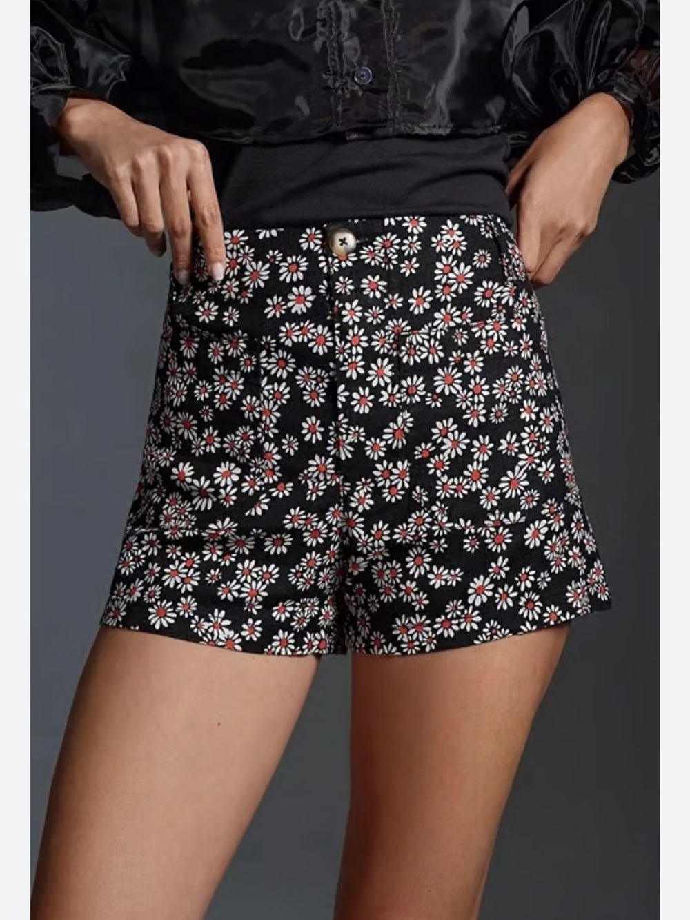 Anthropologie Maeve Colette Daisy Print Black Shorts Women’s 29